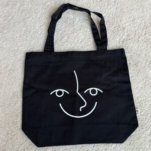 Endel Black Tote Bag with Face Design